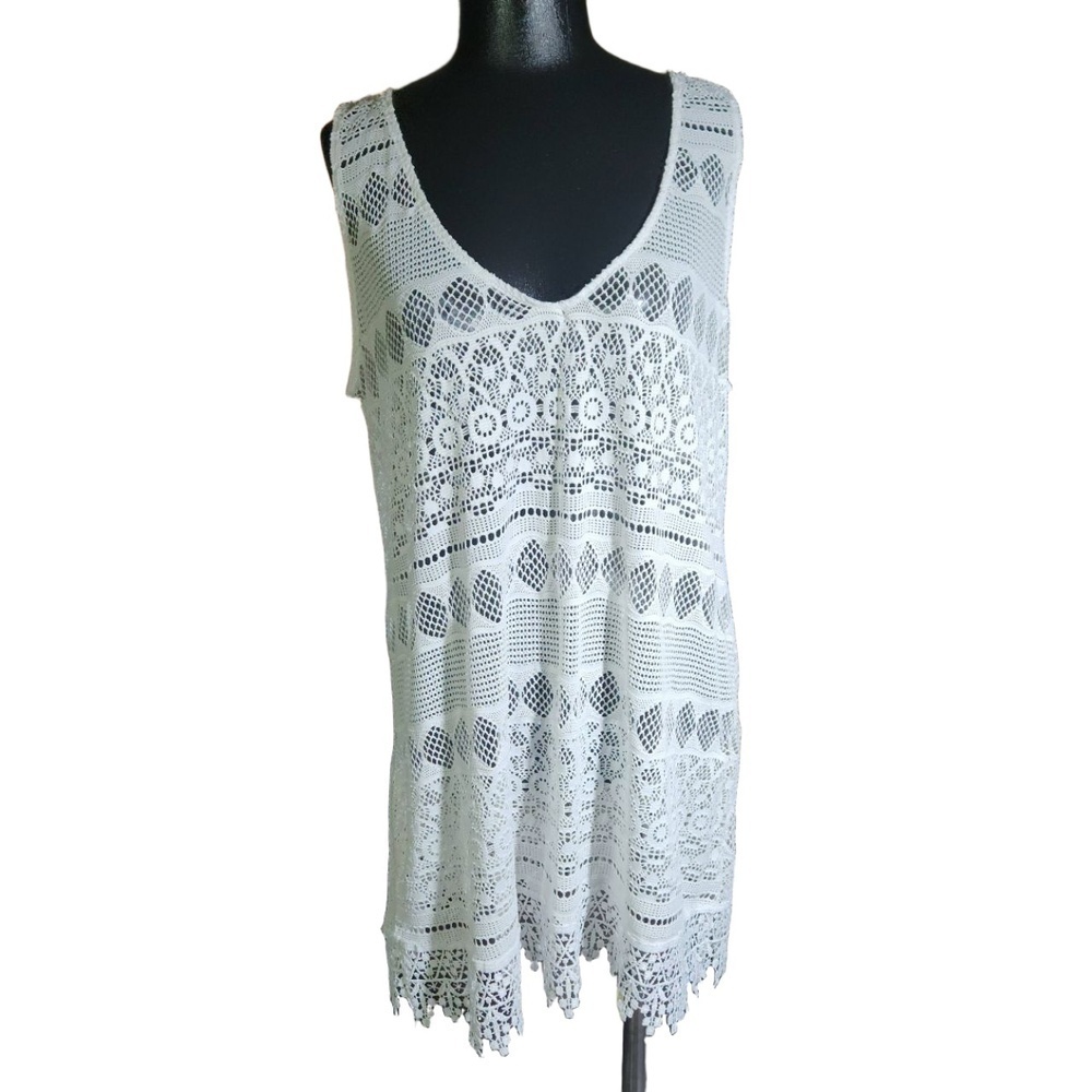 OP White V Neck Lace Tank Dress XL